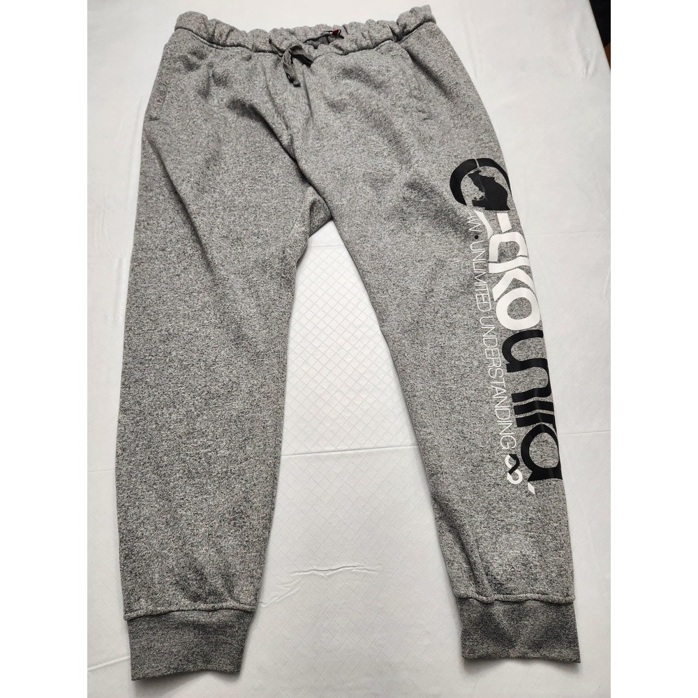 Ecko Unltd Pants Mens 3XL Gray Joggers Sweatpants Fleece Drawstring Cuffed Logo